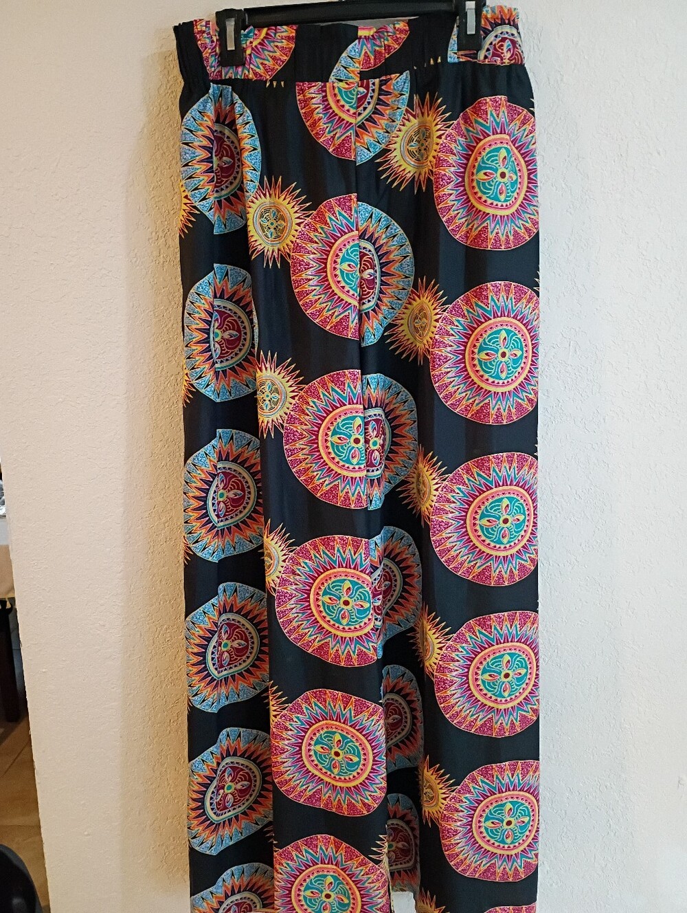D'IYANU wide-leg pants, vibrant, sunburst, Flowy W/Pockets Front Splits XL TALL - Picture 4 of 5